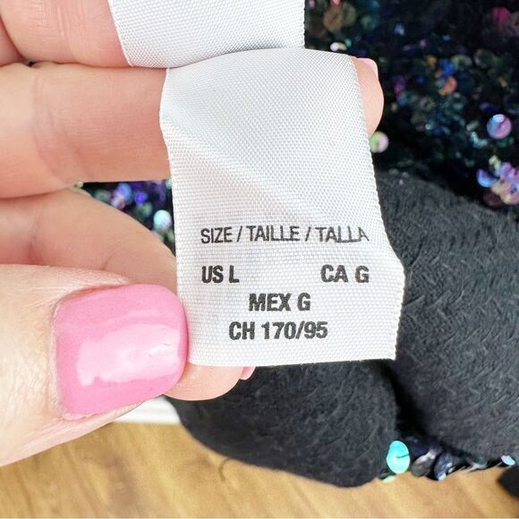 Bird by Juicy Couture Wool Knit Mermaid Sequin Dress w/Flutter Sleeve Sz Large - Picture 9 of 14